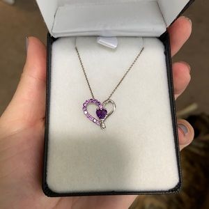 Amethyst sterling silver heart necklace